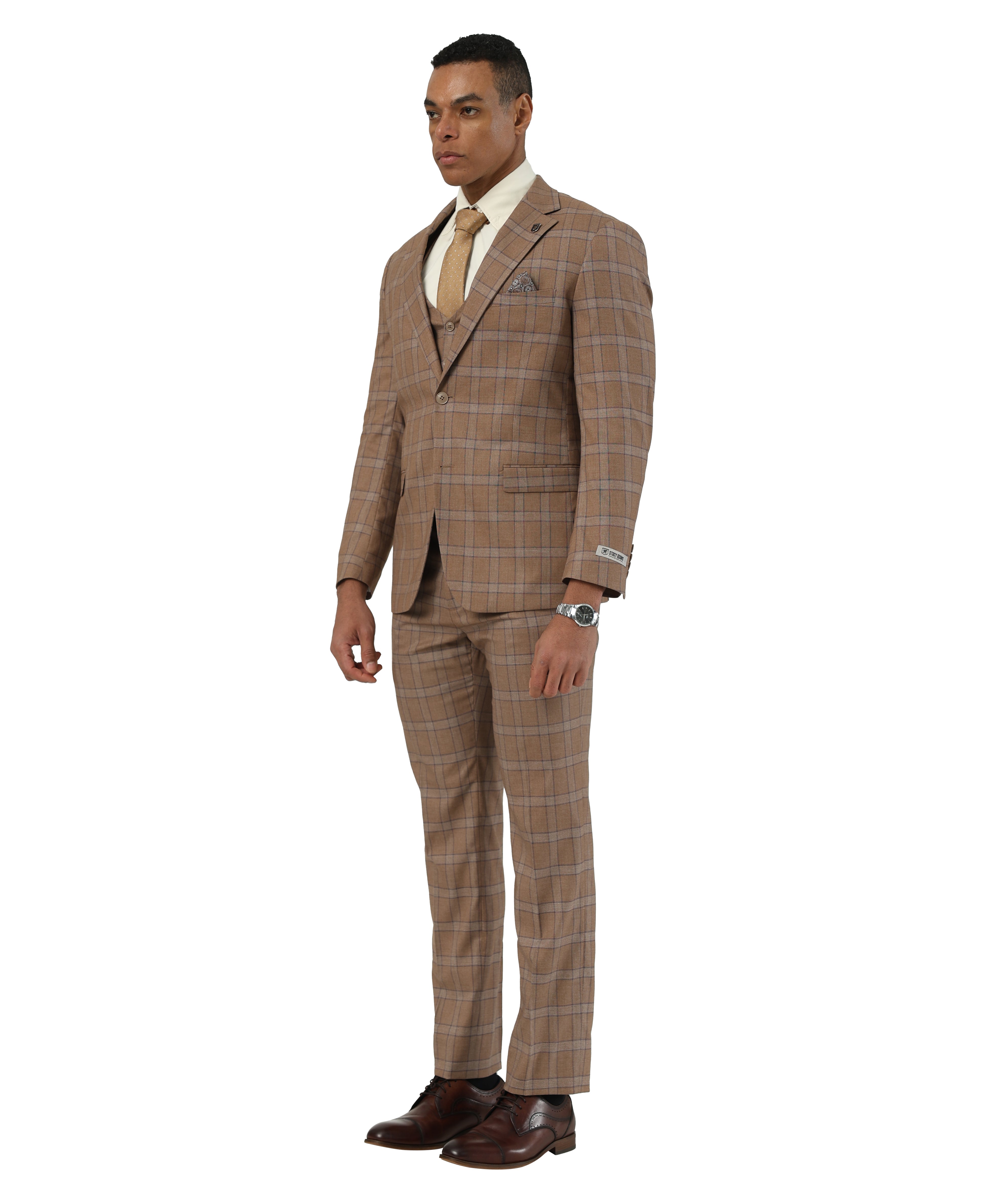 Mens Suit Glen Plaid 3pc by Stacy Adams